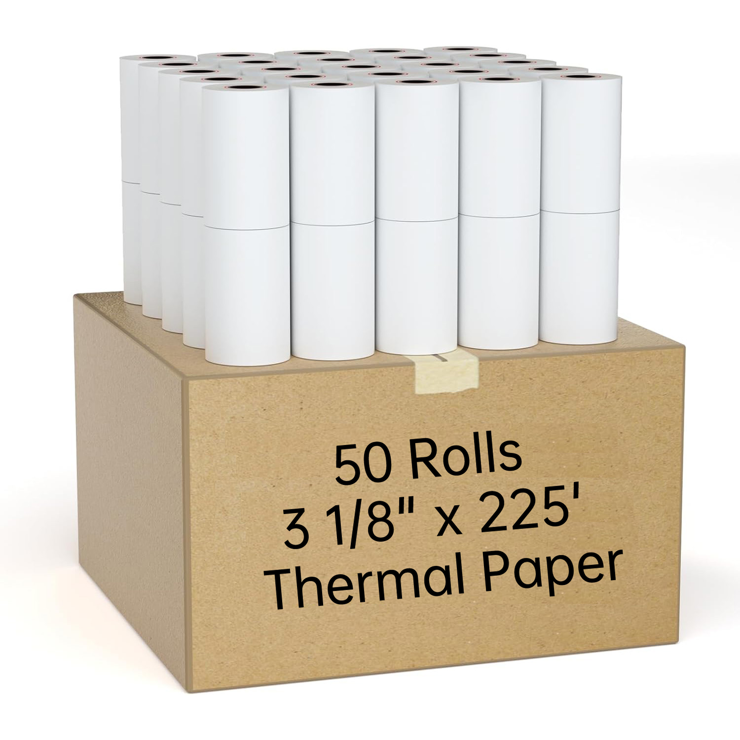 50 Rolls 3 1/8" x 225' Thermal POS System Desktop Printer Paper Rolls 48 GSM BPA Free
