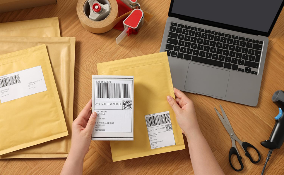 MilaMima 4" x 6" Fanfold Direct Thermal Shipping Labels, BPA-Free