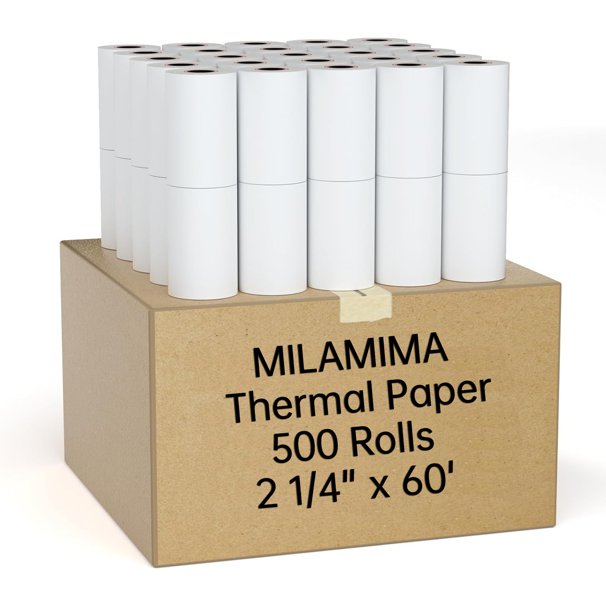 2 1/4" x 60' Thermal Receipt Paper, 500 Rolls 10 Cases