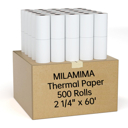 2 1/4" x 60' Thermal Receipt Paper, 500 Rolls 10 Cases