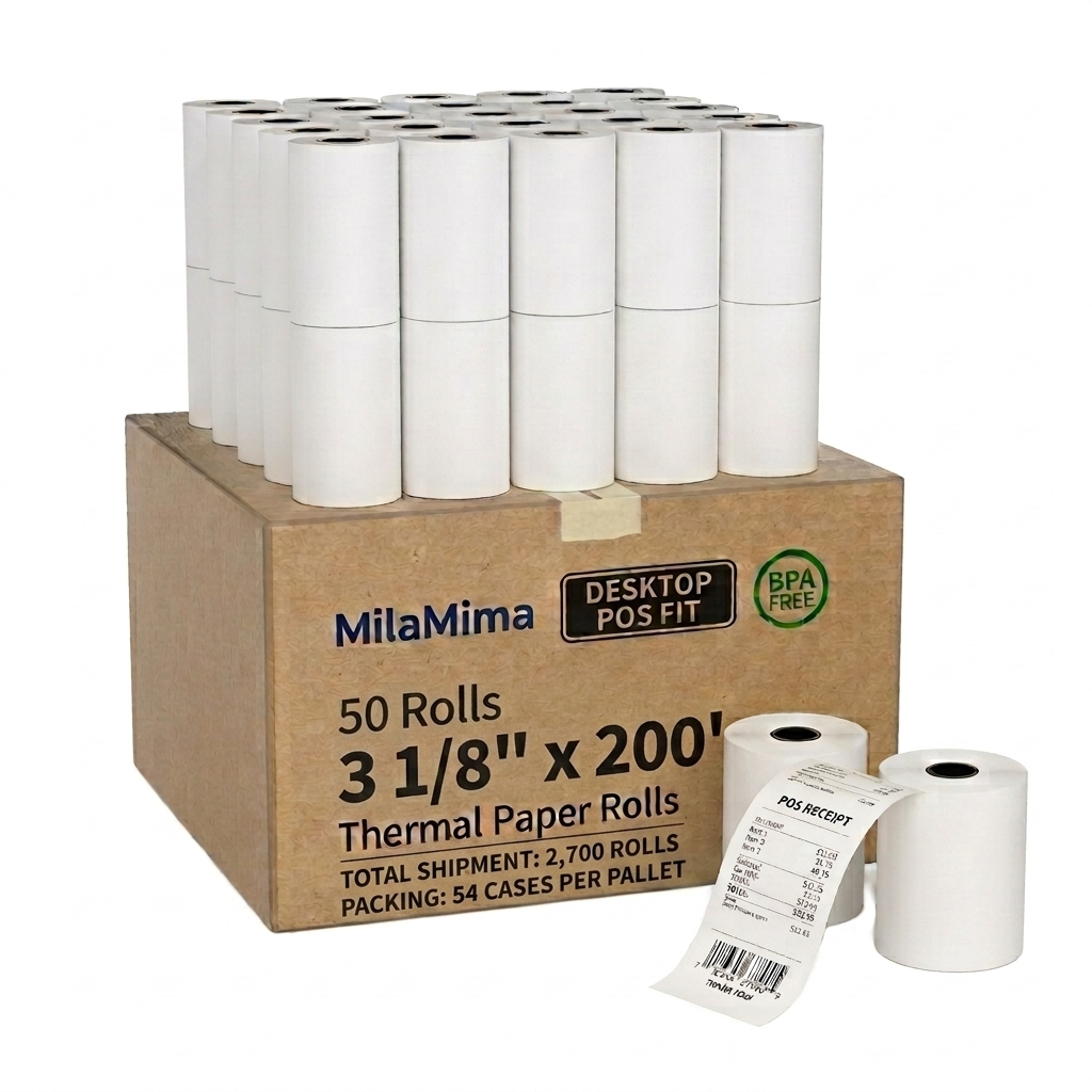 3 1/8" x 200' Thermal Receipt Paper 2,700 Rolls 54 Cases 1 Pallet