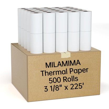 3 1/8" x 225' Thermal Receipt Paper 500 Rolls 10 Cases 
