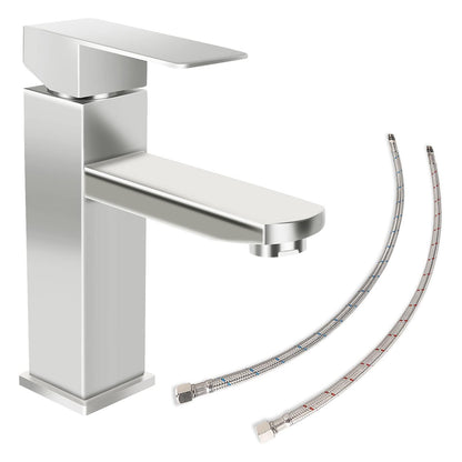 SkyGenius Bathroom Sink Faucets Single Handle Brushed Nickel Perfect for 1-Hole Sinks and Modern RV Vanities