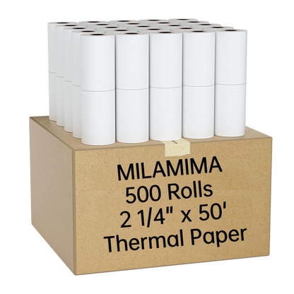 Bulk Order MilaMima 500 Rolls 2 1/4" x 50' Thermal Paper Rolls