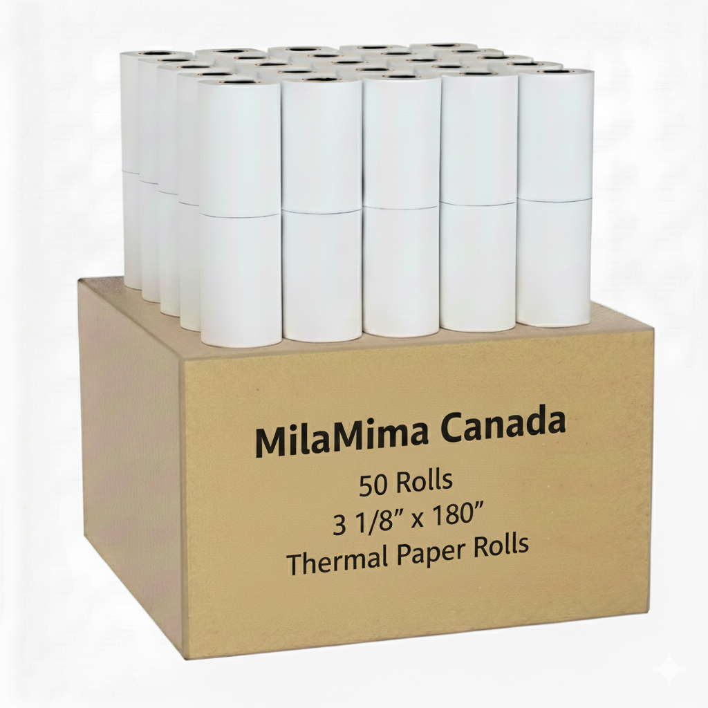 MilaMima 50 Rolls 3.125 x 180' Thermal Paper Rolls 
