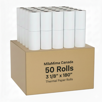 MilaMima Canada 50 Rolls 3.125 x 180' Thermal Paper Rolls 