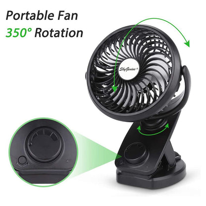 SkyGenius F170 Portable Battery Operated Clip-On Oscillating Fan