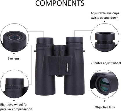 SkyGenius 10x42 Binoculars - Quick Focus Full-Multi Coated Film Lens, 1.10Ib Lightweight, Outdoor Activities