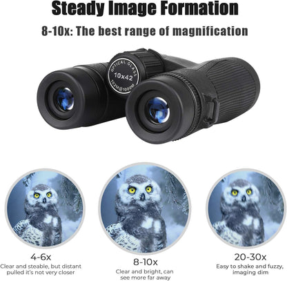 SkyGenius 10x42 Binoculars - IPX7 Antifog Waterproof, BAK4 Roof Prism, Quick Focus HD, Lightweight