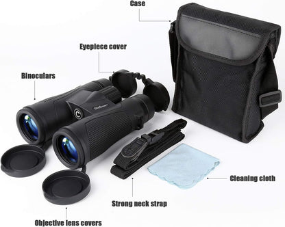 SkyGenius 10x42 Binoculars - IPX7 Antifog Waterproof, BAK4 Roof Prism, Quick Focus HD, Lightweight