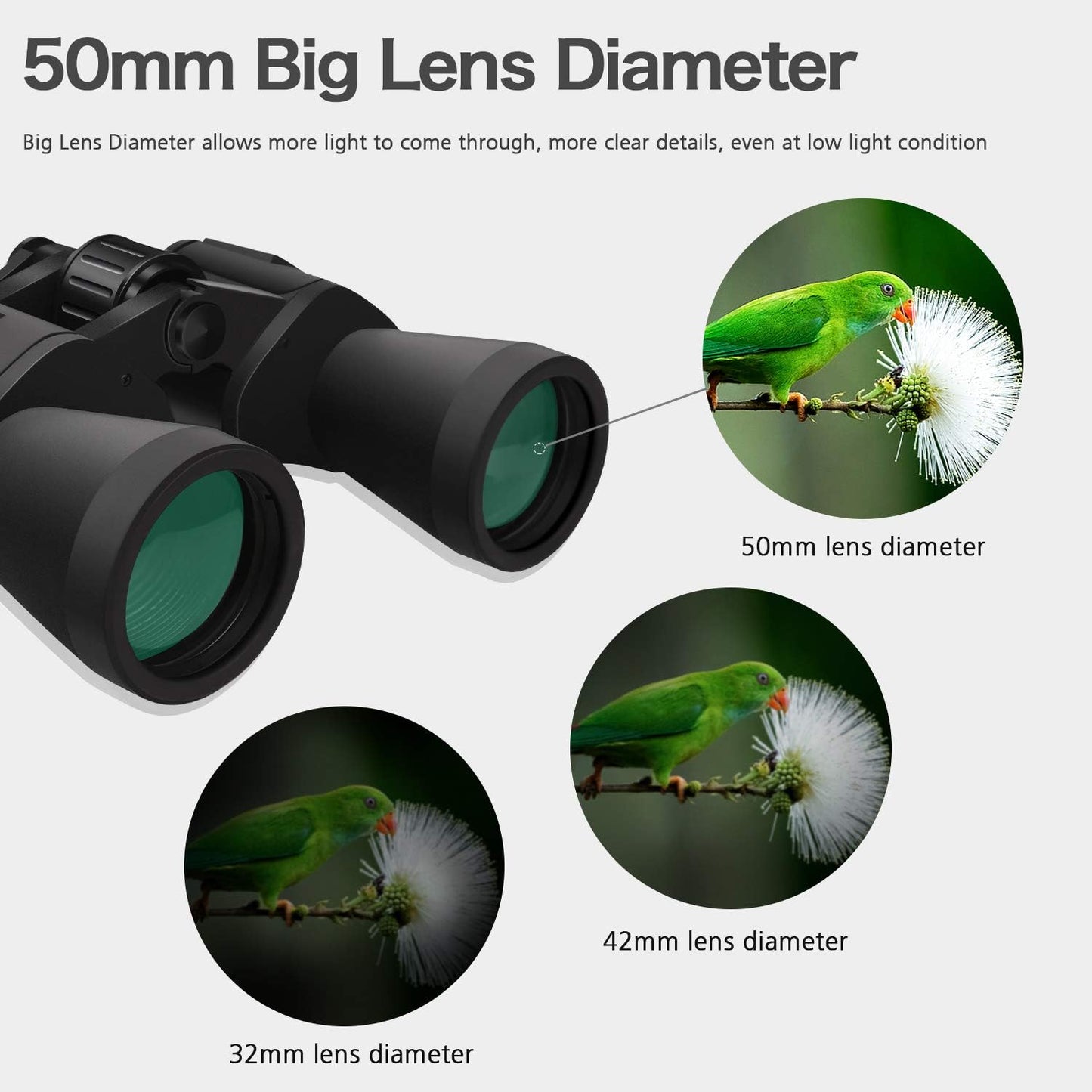 SkyGenius 10x50 Binoculars - Powerful Full-Size Low Light Night Vision, BAK4 Prism Fully Multi-Coated Lens