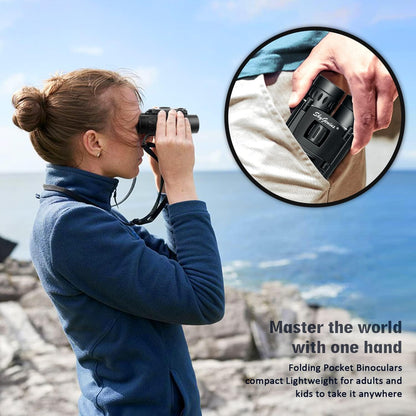 SkyGenius 8x21 Compact Binoculars - BK7 Prism, Fully Coated Lens, Foldable - Ideal for Concerts, Outdoor Activities