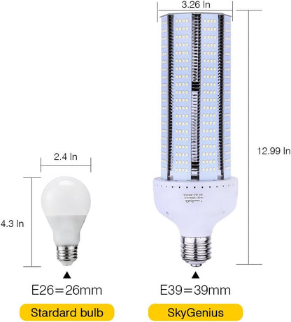 SkyGenius LED Corn Light Bulb 120W 12000 Lumens E39 6500K Cool White for Metal Halide HPS HID Replacement Garage Parking Lot High Bay Warehouse