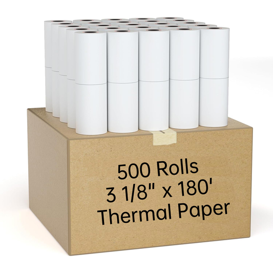 Bulk Order - 500 Rolls 3 1/8" x 180' Thermal POS Printer Paper Rolls | Bulk