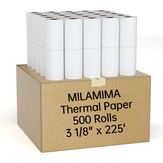 Bulk Order - 500 Rolls 3 1/8" x 225' Thermal POS Printer Paper Rolls BPA-Free
