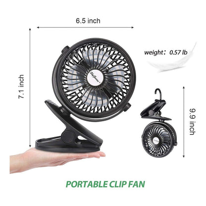 Battery operated clip on desk fan with hanging hook - SkyGenius Online