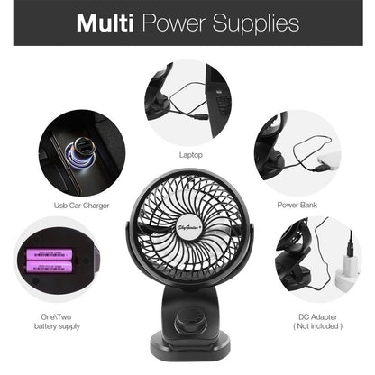 Clip-on Fan with 4400mAh Battery (Max 40Hours) - SkyGenius Online