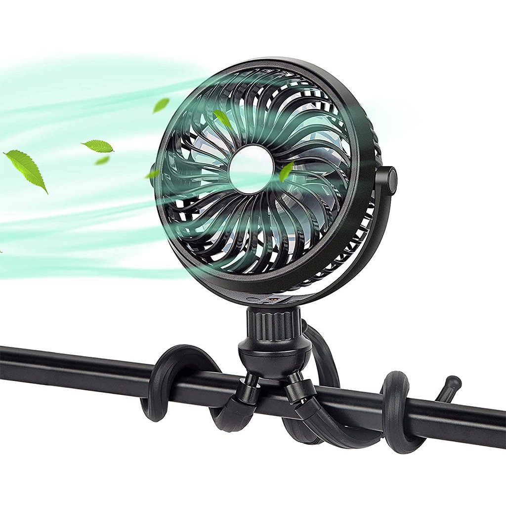 F132 battery powered octopus clip on fan with tripod legs for baby stroller - SkyGenius Online