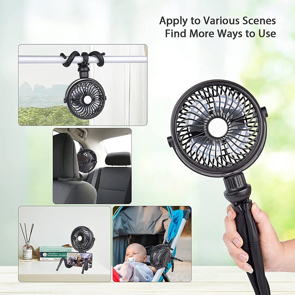 F132 battery powered octopus clip on fan with tripod legs for baby stroller - SkyGenius Online