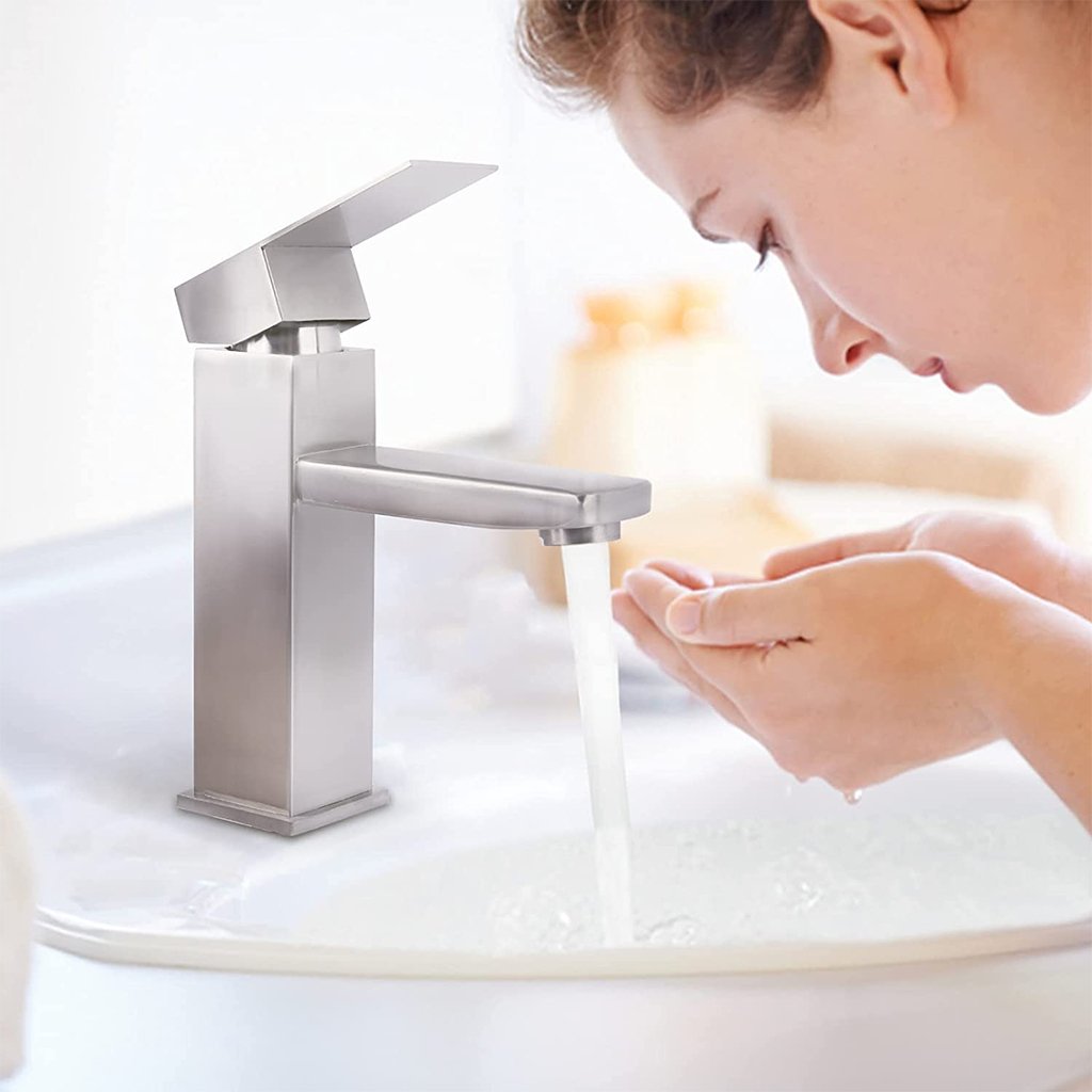 SkyGenius single handle bathroom sink faucet (brushed nickel) - SkyGenius Online