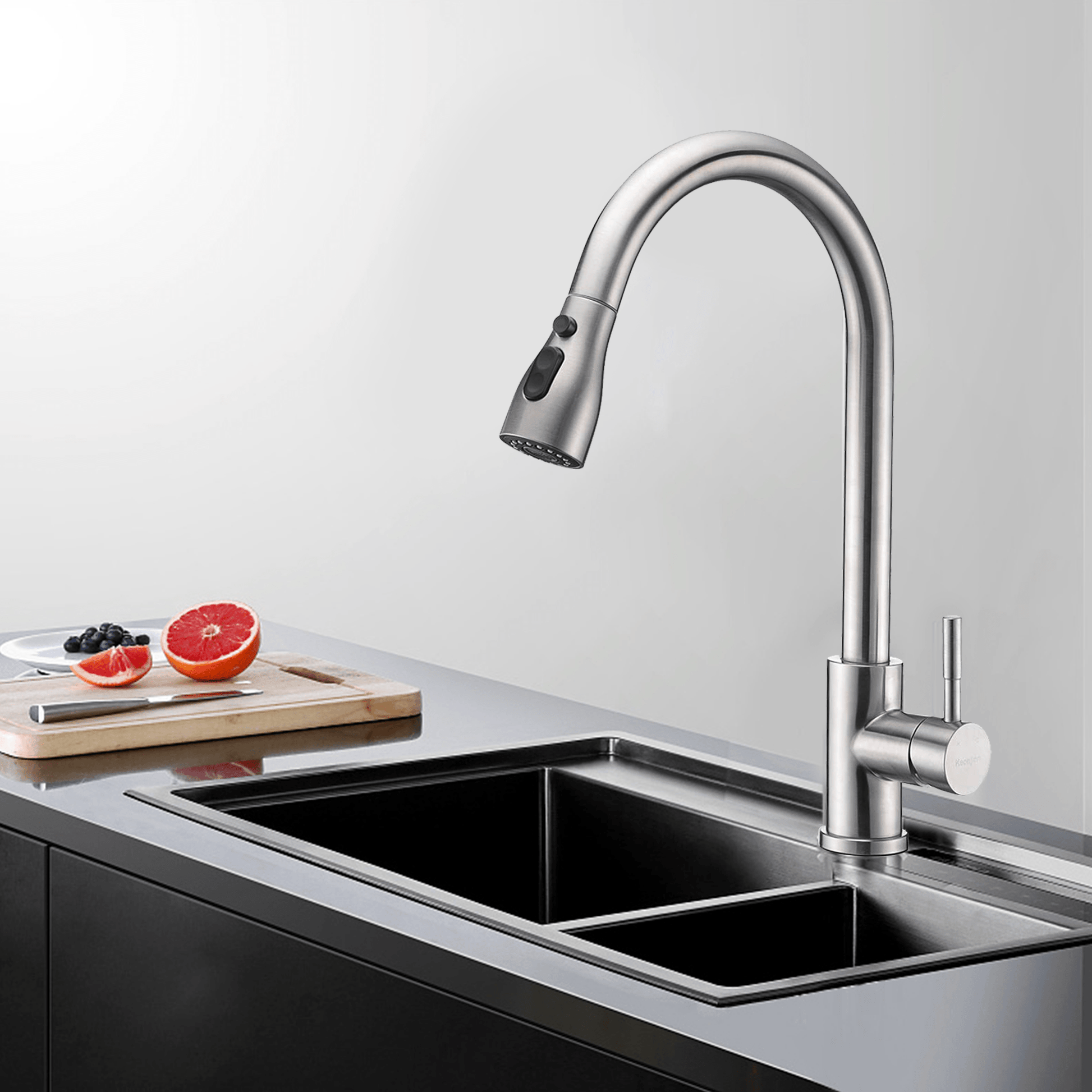 SkyGenius single handle stainless steel pull down kitchen faucet (brushed nickel) - SkyGenius Online